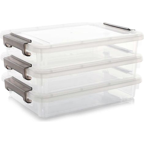 Lot de 3 boîtes de rangement en plastique avec couvercles à fermeture, mallette de projet portable -- (1/5)