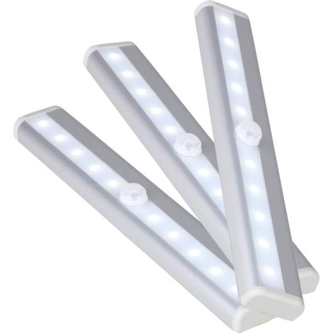 Lot de 3 Lampe LED à capteur fixe sous meuble avec bande magnétique et batterie pour placard de cuisine bibliothèque escaliers tiroir blanc chaud (1/5)