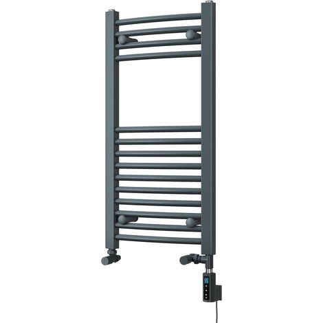 Zennor - Anthracite Dual Fuel Towel Rail H800mm x W400mm Thermostatic WIFI - Curved (1/3)