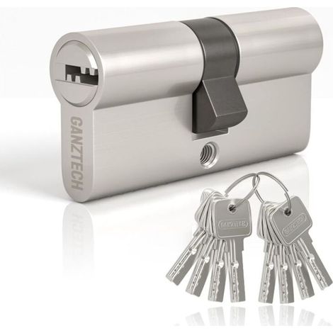 1 cylindre de serrure,alliage d'aluminium,nickel,8 clés à fossettes,portes composites et upvc (1/5)