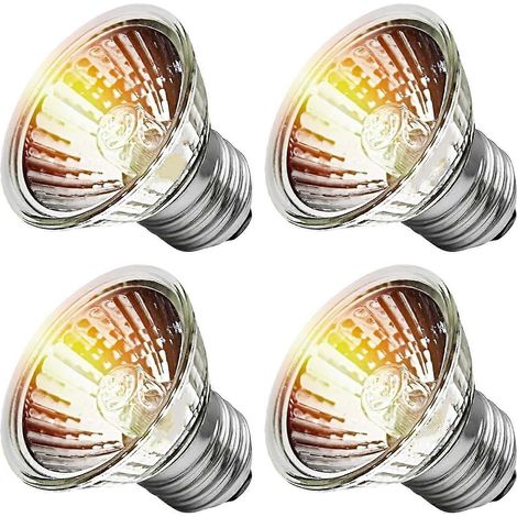 Lot de 4 lampes chauffantes pour tortues, ampoules UVA et UVB de 50 W pour reptiles et tortues, adaptées aux aquariums, terrariums et autres espaces pour amphibiens. (1/5)