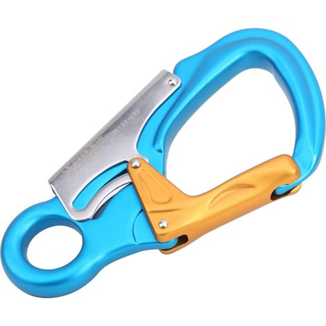 Blauer 35KN Karabiner aus Luftfahrtaluminiumlegierung für Arbeitssicherheit bei Höhenarbeiten und beim Wandern