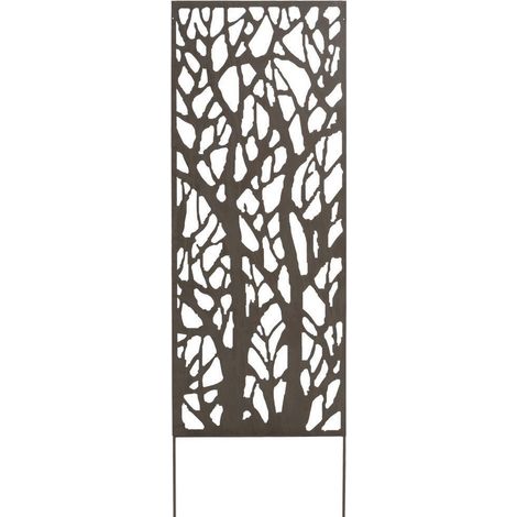 Metallplatte mit dekorativen Mustern/Bäumen - 0,60 x 1,50 m - Gealtertes Braun Nortene