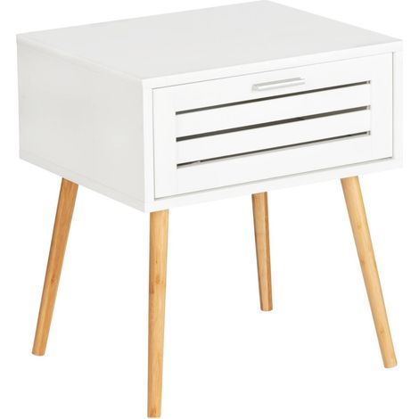 Mini commode, table auxiliaire avec tiroir FINJA, bambou, WENKO (1/5)
