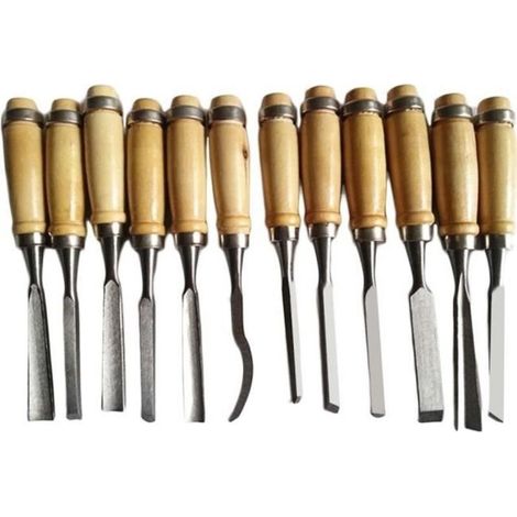 12 Pcs Professional Carving Wood Chisels for Woodworking, Engraving, and DIY Projects (1/4)