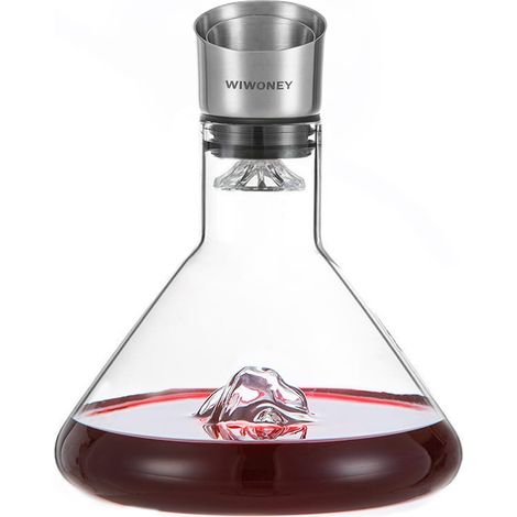 Carafe à Vin Rouge, Decanteur à Vin avec Filtre Aérateur, Verre de Cristal Sans Plomb Soufflé à la Main, Cadeau pour Vin, 1500 ml (1/5)