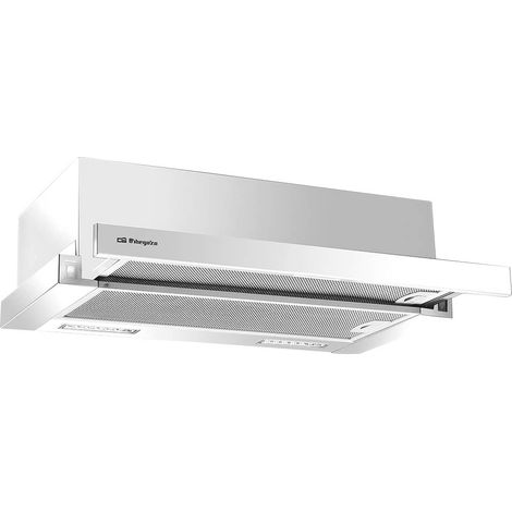Campana telescópica Orbegozo 60 cm TL 06260 A BL, 2 niveles de potencia, 2 filtros aluminio desmontables, extracción 302 m3/h, clase energética D, 65 W (1/5)