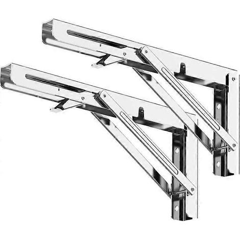 Folding Shelf Brackets Max Load 300 lb Heavy Duty Stainless Steel Collapsible Wall Mounted Shelf Brackets for Table (1/5)