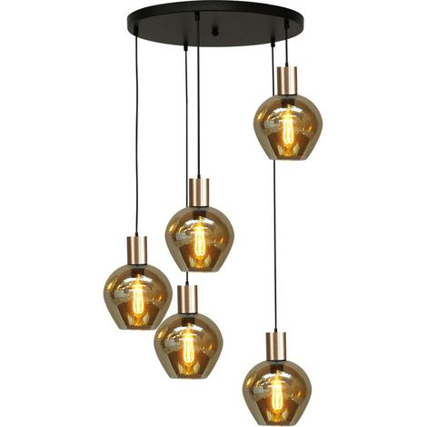 Lampe suspendue 5 lumières Bounty noir avec de l'or - 2472-05-02-50-5-3 (1/3)