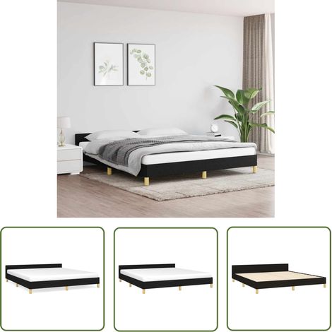 The Living Store Cadre de lit sans matelas noir 180x200 cm tissu - Cadre De Lit - Lit Double - Literie - Meuble Chambre - Design Moderne (1/5)