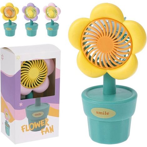 Ventilateur Fleur Basics Design Floral, Portable, Rechargeable - Basics