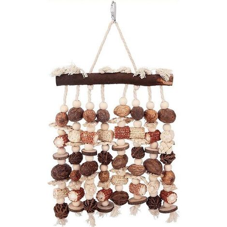 Grands jouets à mâcher pour perroquets, Cage à oiseaux en bois de couleur, noix de maïs naturelles pour aras gris africains, cacatoès et autres oiseaux (1/5)