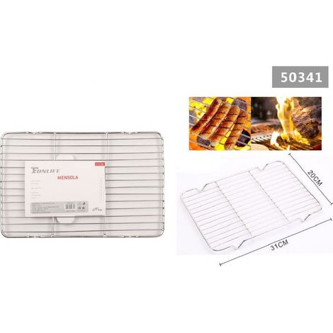 TRADE SHOP - Griglia In Acciaio 31 X 20cm Mensola Per Barbecue Vapore Cuocere Arrostire 50341 - (1/2)