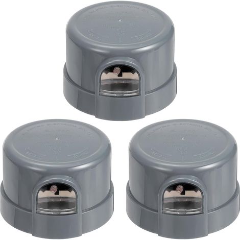 Cellule Photoélectrique pour Lumière Extérieure, Capteur Crépuscule à Aube à Verrouillage par Rotation, Interrupteur Automatique Marche/Arrêt pour LED Grange, Pack de 3 Gris (1/5)