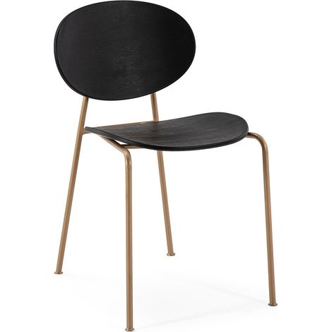 Chaise plastique ABS noir et pieds métal doré Nivo (1/5)