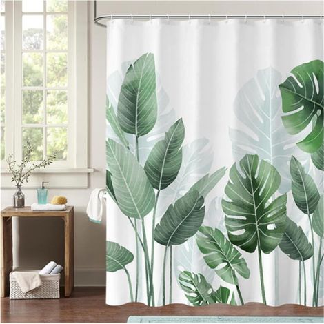 Rideau de douche 180x200, rideau de salle de bain à motifs de plantes vertes, banane, ZQKLA (1/5)