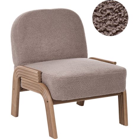 Sillón decorativo sin reposabrazos estilo escandinavo butaca de perfil bajo bouclé gris pardo Orten (1/5)