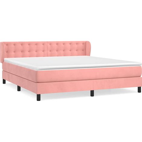 Maison Exclusive - Giroletto a Molle con Materasso Rosa 160x200 cm in Velluto (1/5)