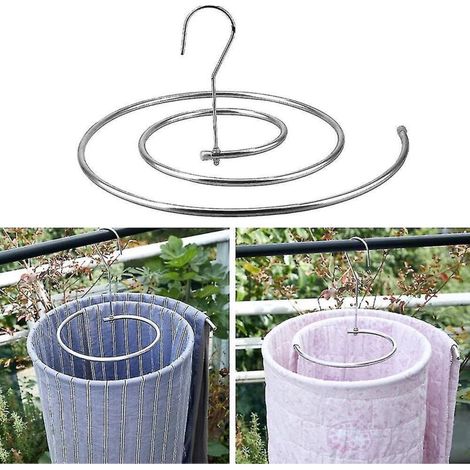Séchoir à draps en spirale ronde en acier inoxydable, étendoir rotatif, gain de place, pour l'extérieur, la maison ou le balcon - 1 pièce - Argenté, plus épais (1/4)