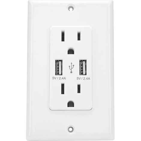 Chargeur mural USB avec protection contre les surtensions, adaptateur de prise double port USB, station de charge (1/5)