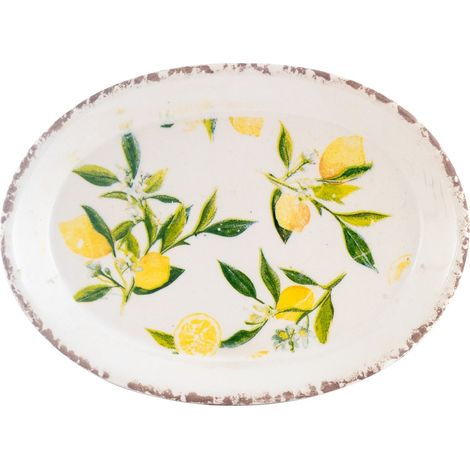 Signes Grimalt Bandeja Decoracion  Plato Limones Jarrones Y Portavelas Amarillo 19x25x2cm 34940