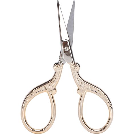 Ciseaux à broder en acier inoxydable, petits ciseaux de couture faits main pour la découpe de papier et les projets d'artisanat (dorés) (1/5)