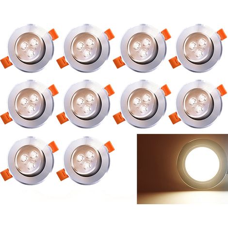 TolleTour Spots Encastrable LED Pour Plafond Orientables 3W 85mm Pour Plafond Salon Chambre Bureau Cuisine Salle De Bain 3000K Blanc Chaud 10 Pièces