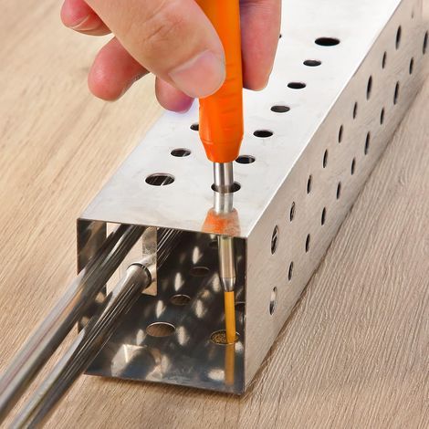 Carpenter Pencil Set for Construction with 7 Refill Leads Built-in Sharpener, Long Nosed Deep Hole Mechanical Pencil Marker Marking Tool for Carpenter Scriber Woodworking Architect (Orange) (1/5)