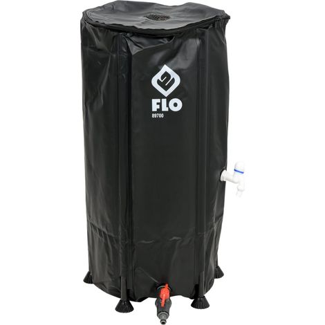 FLO 89700 Depósito de Lluvia Plegable con Grifo, Filtro y Protección Contra Rebose, 100 litros, PVC macizo, resistente a rayos UV, Ø40x78 cm (1/5)