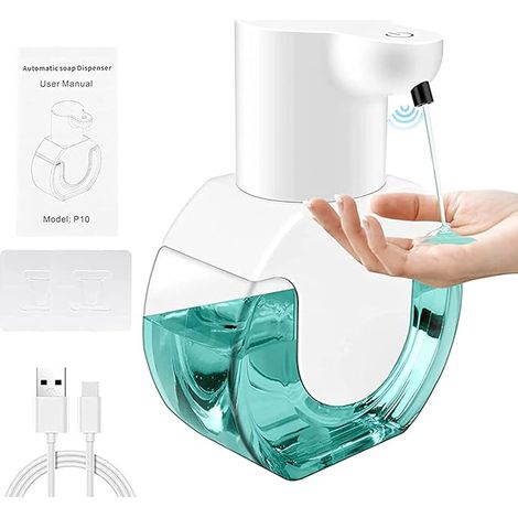 Automatischer Seifenspender, elektrischer Wandseifenspender, 420 ml Fassungsvermögen, wiederaufladbar, mit berührungslosem Infrarotsensor. (1/5)