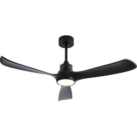 Ventilador de techo negro con luz de 52 pulgadas y mando, motor DC reversible (1/5)