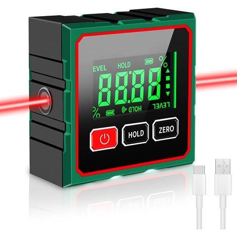 Inclinómetro digital con pantalla LCD, resistente al agua (IP54), precisión de 0,1°, imán de 4 lados, nivel electrónico ideal para trabajos de carpintería. (1/5)