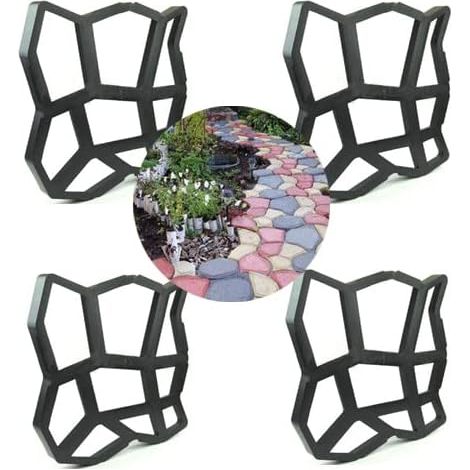Moldes Hormigon Impreso,4 Unidades de Molde para Cemento Reutilizable 44x44 cm,Molde para Hacer Pavimentos Caminos Suelos de Jardín, Patio, Balcón, Terraza de Plástico Resistente