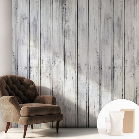 Papier peint intissé mural installation rapide du papier peint durable et résistante - Colle incluse gratuite Planches de bois 250x250 cm (1/5)