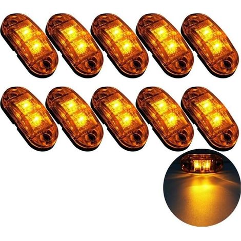 10x 2 LED-Seitenmarkierungsleuchten 12/24V LED-Anhänger-Markierungsleuchten Seitenwarnleuchte Gelbes Licht für LKW Wohnmobil Wohnwagen (1/5)
