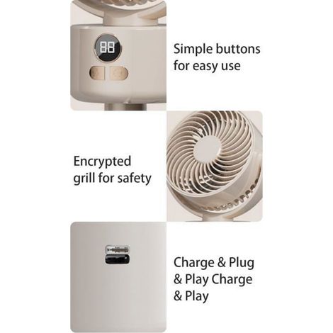 Ventilateur De Camping - Batterie Intégrée 10000 Mah - Trépied Réglable - Orientation Réglable - 1 Pièce (1/5)