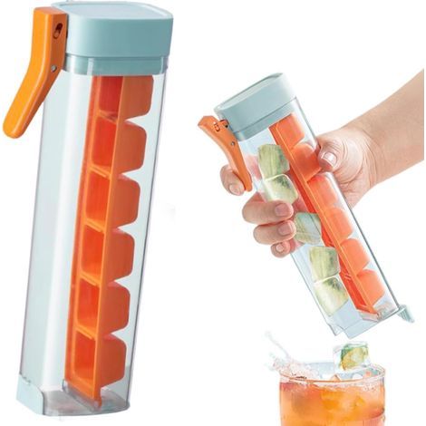 Eiswürfelform mit 6 Fächern – Einhandbedienung – Mit Griff – Einhandbedienung – Für Partys, Getränke, Cocktails, Whisky, gefrorene Flüssigkeiten (B) (1/5)