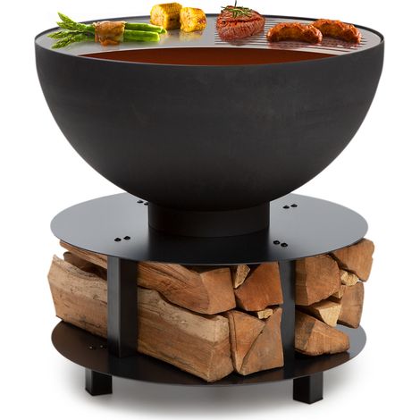 Blumfeldt – Braséro barbecue à foyer rond 60 cm – Acier 2,75 mm – Anneau de grill inox inclus – Rangement bois intégré – Pare-étincelles (1/5)