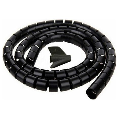 Cache Cable, 2m - ∅16mm, Noir, 2m Gaine Souple Electrique Cable Management pour Ranger ou Cacher les TV PC Câbles, Gestion des Câbles pour Maison et Bureau (1/5)