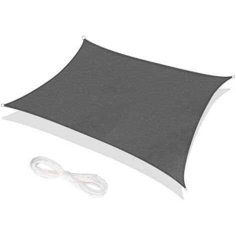 Voile d'ombrage Rectangle Gris 3 × 3 mètres, Toile imperméable Une Protection des Rayons UV à 95%, pour en Plein air, Jardin & terrasse, Pelouse, Decking Pergola (1/4)