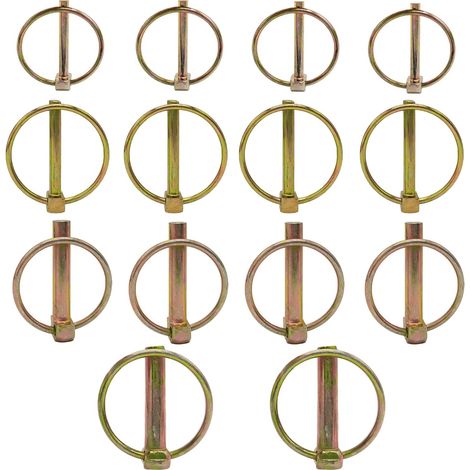 Lot de 14 goupilles de sécurité rondes M4.5/M6/M8/M10 - Assortiment de goupilles de sécurité robustes - Pour remorques agricoles, wagons, pelouse, jardin (1/5)