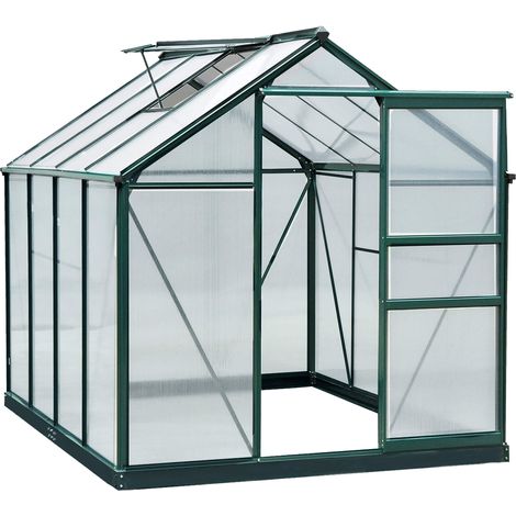 Serra da Giardino in Policarbonato Anti UV con Finestra e Porta Scorrevole, 190x252x201cm