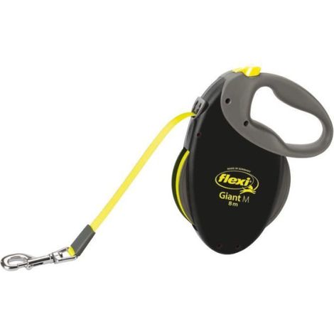 Laisse sangle TRIXIE flexi GIANT - Taille M - 8m - Noir et jaune fluo