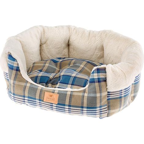 Ferplast ETOILE Divanetto in tessuto e pelliccia ecologica per cani e gatti. Varie misure.. Variante 4 - Misure: 60 x 50 x h 21 cm - Blu