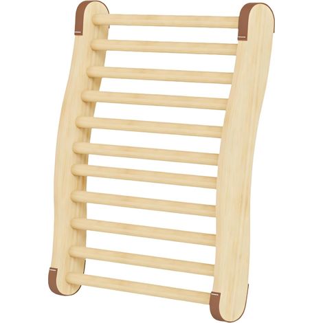 Dossier ergonomique en bois pour sauna, forme arquée pour la colonne vertébrale et une distance sécurisée par rapport aux chauffages (1/5)