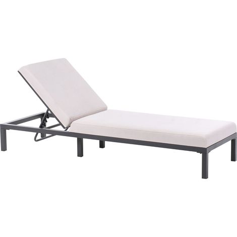 Sun Lounger with Cushion LARIANO Metal Light Beige