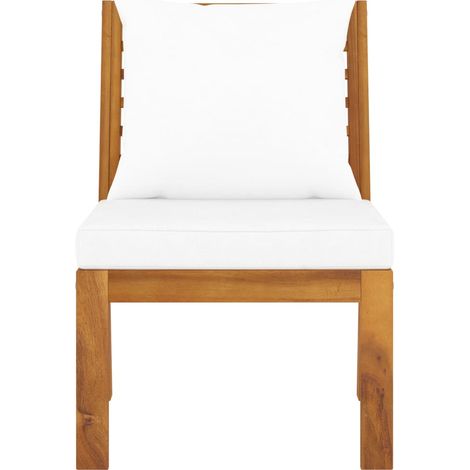 INLIFE Canapé central sectionnel et coussin crème Bois d'acacia massif (1/5)