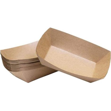 Dur Carton Bol a Forme de Bateau jetable avec Bio revêtement I Vaisselle jetable biodégradable I Bol de Service Creux I to Go Snack Bol 50 pièces 18x13x4 cm (1/5)