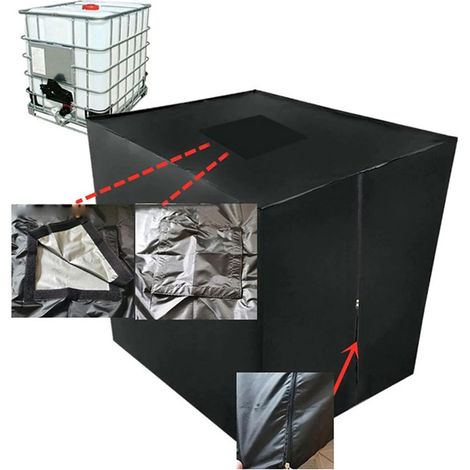 Bâche de Réservoir d'eau, Couverture de Baril de Pluie avec Cordon de Serrage et Ouverture sur Le Dessus, Housse Cuve IBC en Tissu Oxford 210D(Size: 1000L) (1/5)