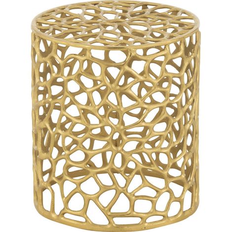 Tabouret cylindre alu doré design élégant pour salon ou chambre - doré effet métal précieux (1/3)